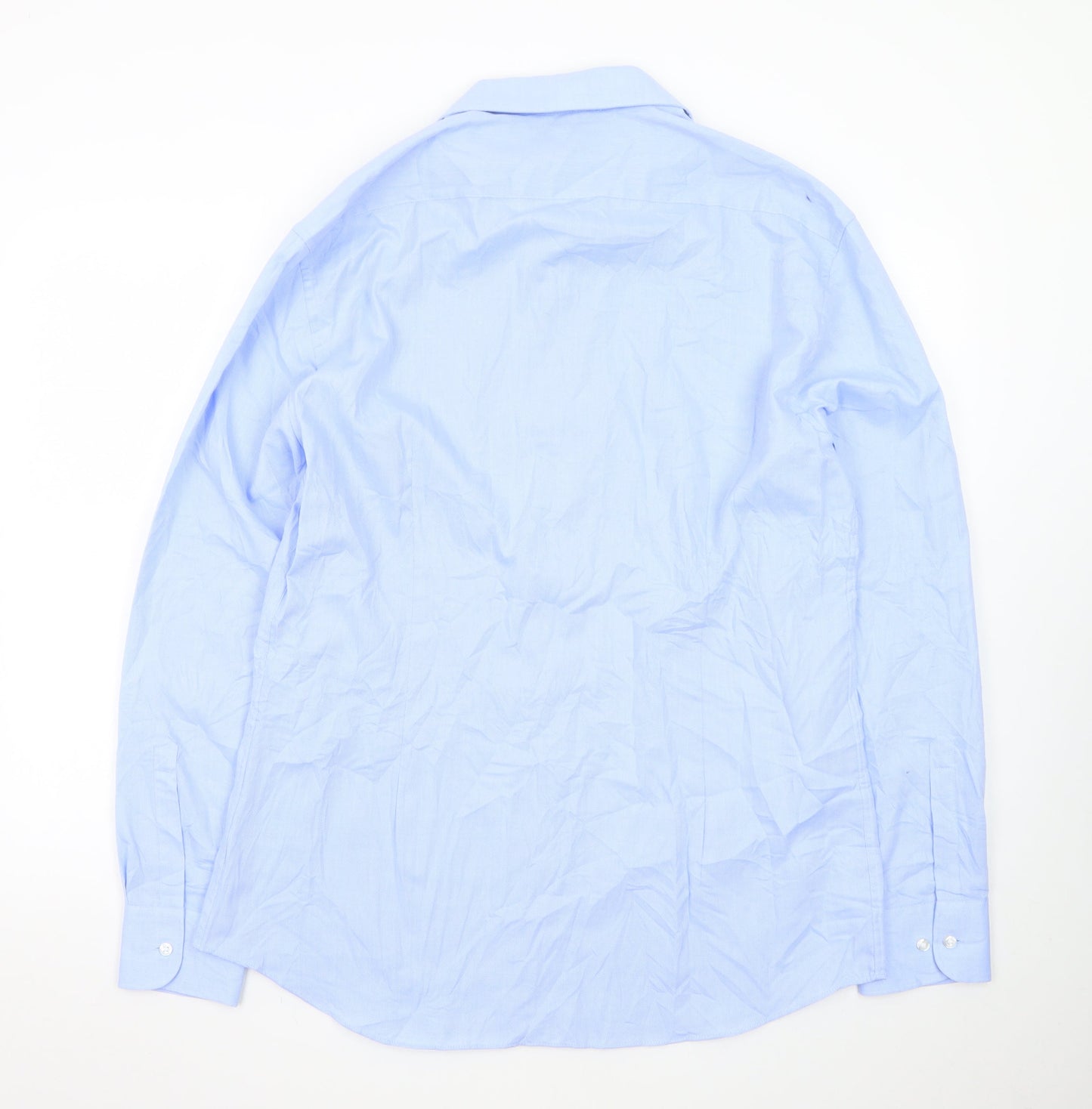 Marks and Spencer Men's Blue 17 Slim Fit Long Sleeve Dress Shirt