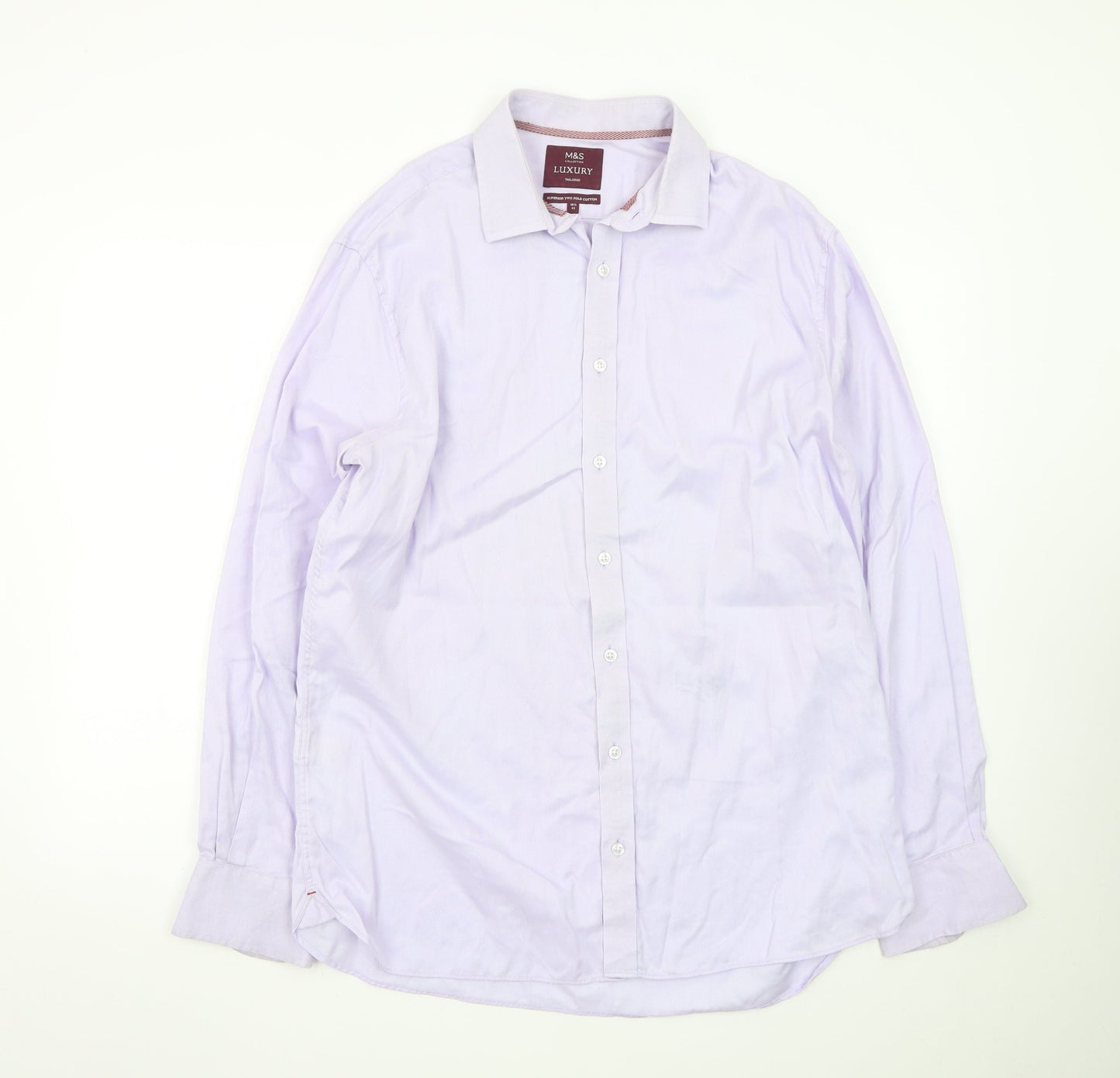 Marks and Spencer Men's Lilac Tailored Luxury Cotton Dress Shirt 16.5in 42cm