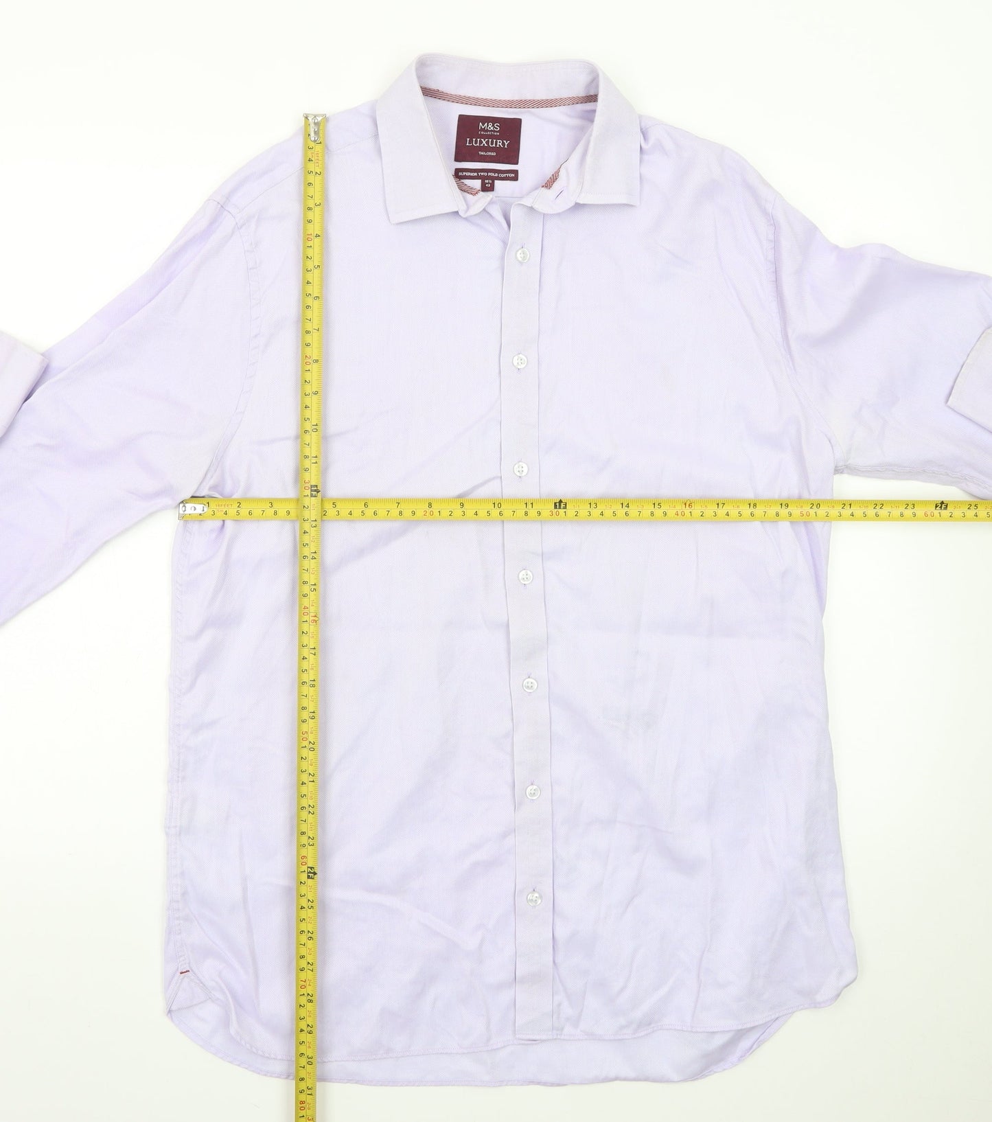 Marks and Spencer Men's Lilac Tailored Luxury Cotton Dress Shirt 16.5in 42cm