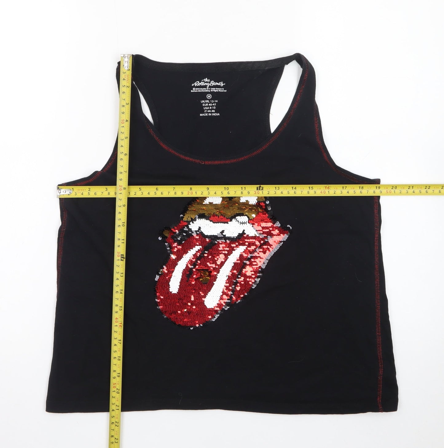The Rolling Stones Women's Black Sequin Tank Top M Rock Music
