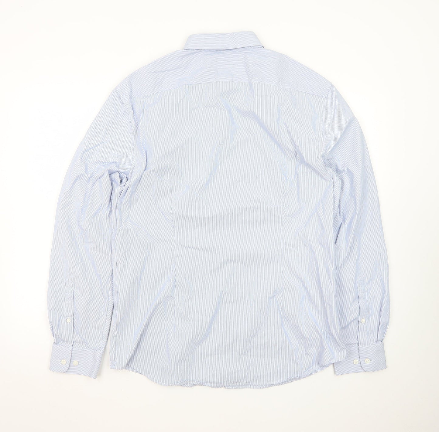 Marks and Spencer Men's Blue Slim Fit Long Sleeve Dress Shirt L