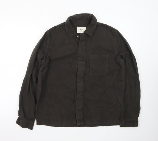 Folk Men’s Brown Cotton Long Sleeve Regular Fit Formal Shirt M