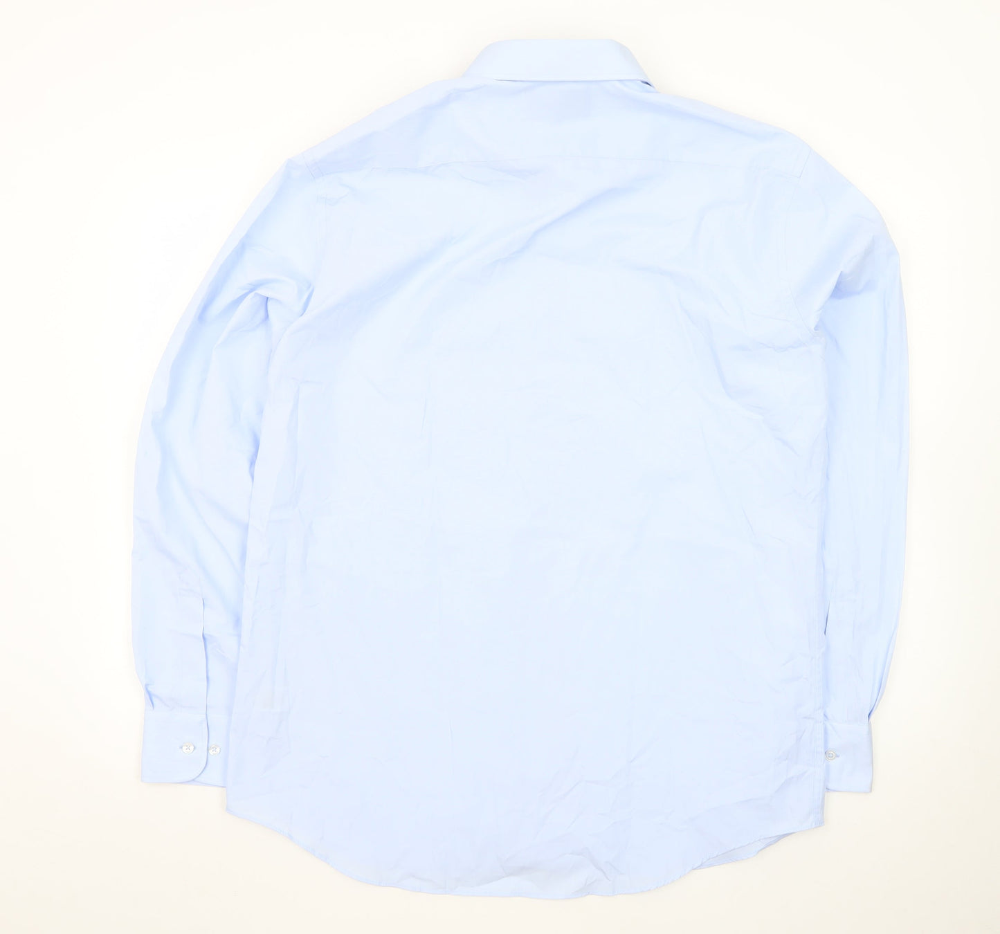 Marks and Spencer Men's Blue Tailored Fit Long Sleeve Dress Shirt 16.5in 42cm