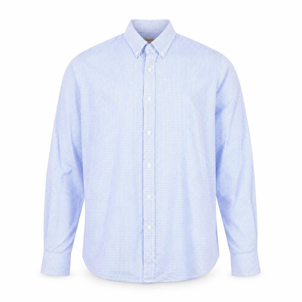 Vedoneire Men's Blue Check Long Sleeve Cotton Dress Shirt Size M