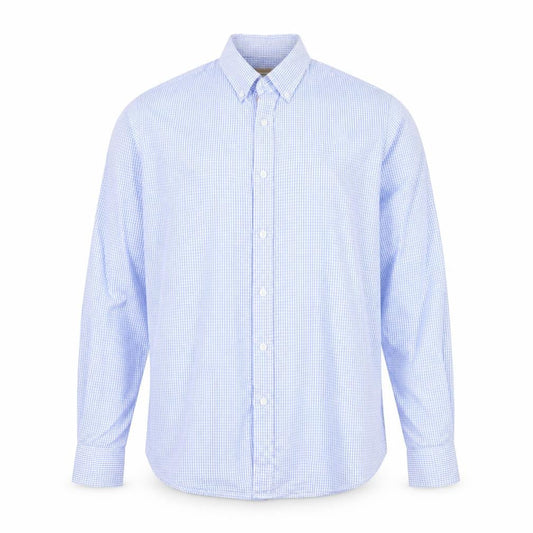 Vedoneire Men's Blue Check Long Sleeve Cotton Dress Shirt Size M