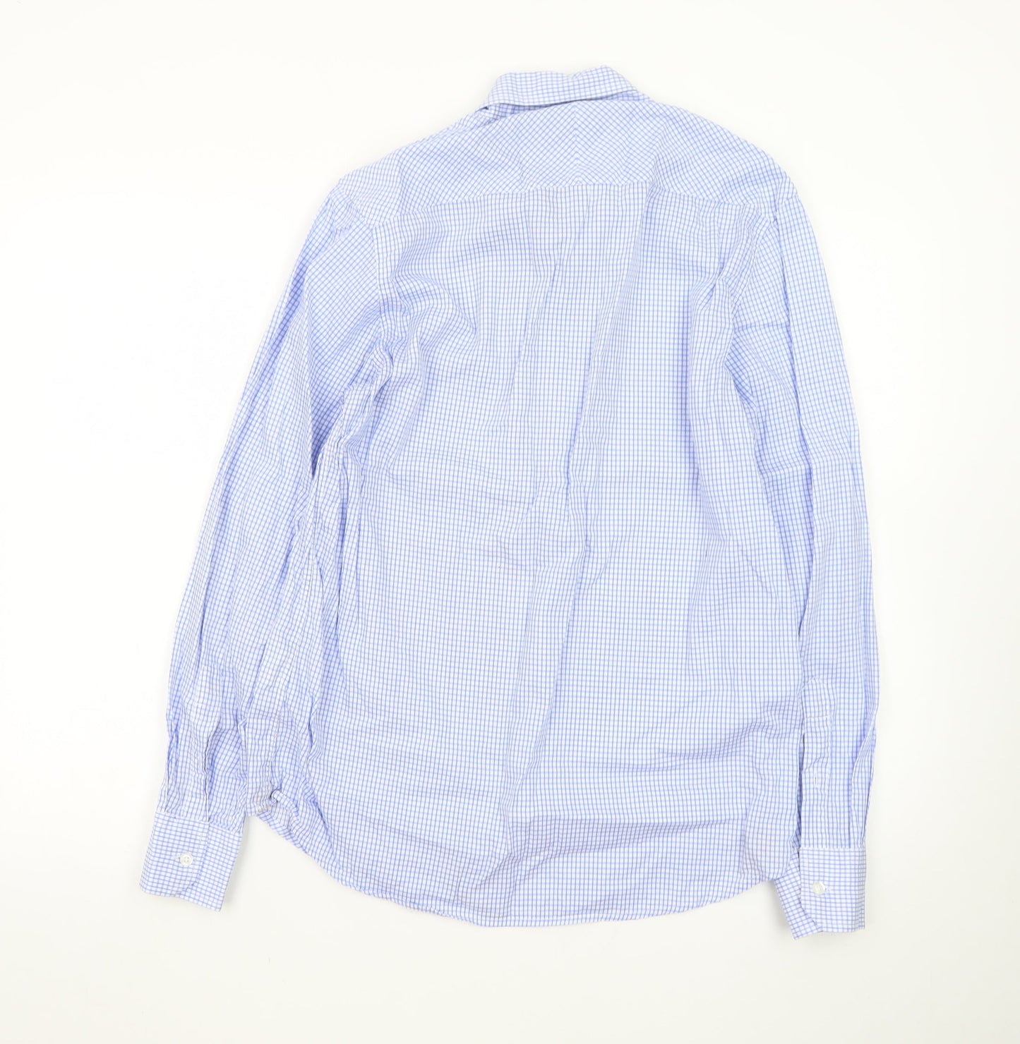 Vedoneire Men's Blue Check Long Sleeve Cotton Dress Shirt Size M