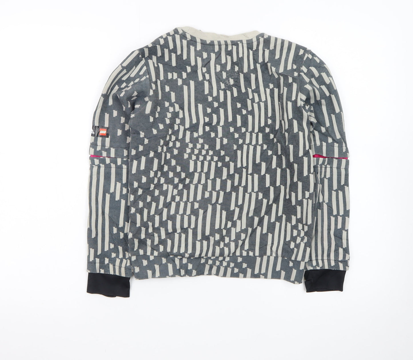 Adidas Boys Grey Patterned Crew Neck Sweatshirt XS 7-8Y Primegreen