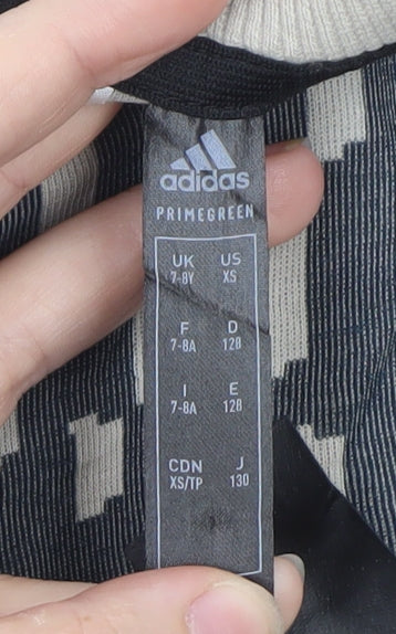 Adidas Boys Grey Patterned Crew Neck Sweatshirt XS 7-8Y Primegreen