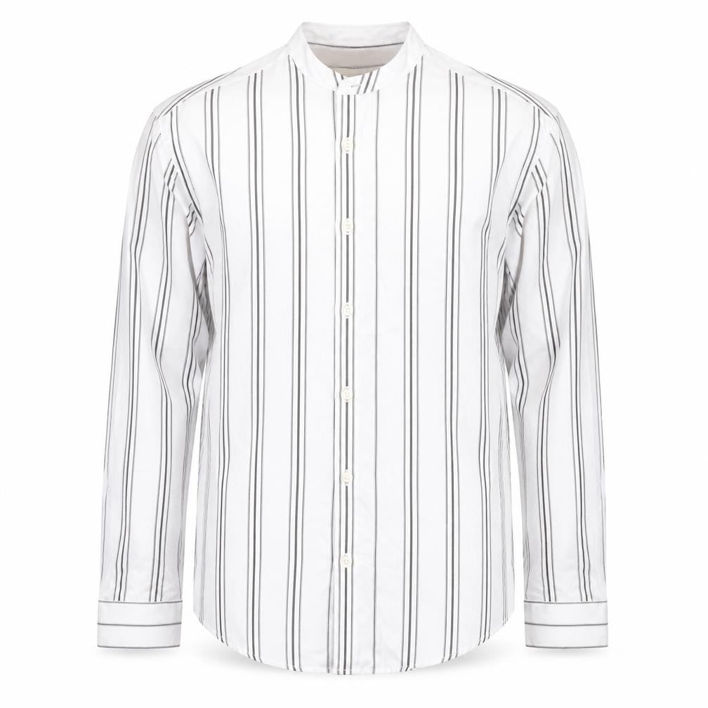 Marks and Spencer Men’s White Striped Band Collar Shirt Size S