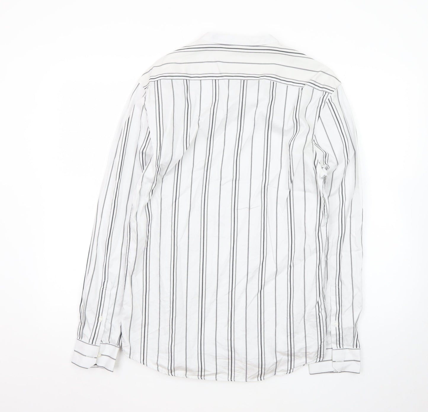 Marks and Spencer Men’s White Striped Band Collar Shirt Size S