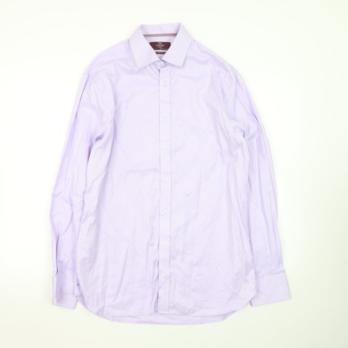 Marks and Spencer Men's Lilac Tailored Fit Dress Shirt 15.5in Superior Cotton