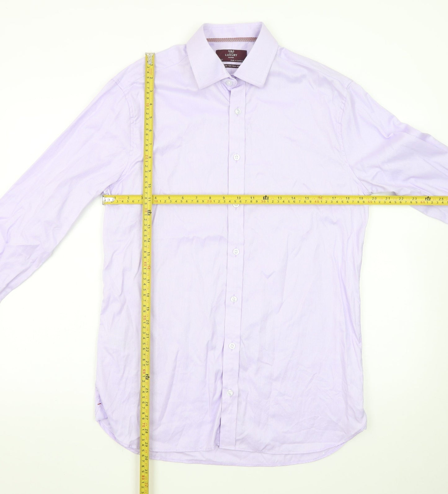 Marks and Spencer Men's Lilac Tailored Fit Dress Shirt 15.5in Superior Cotton