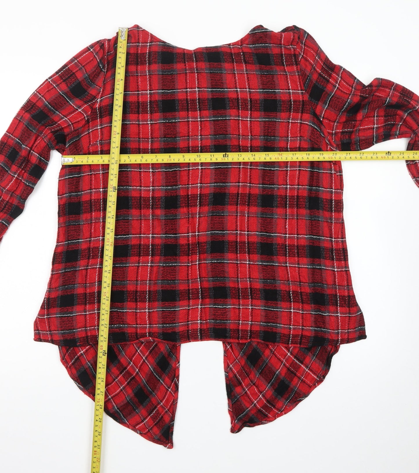 Next Womens Red Plaid Viscose Long Sleeve Tunic Blouse Size 18