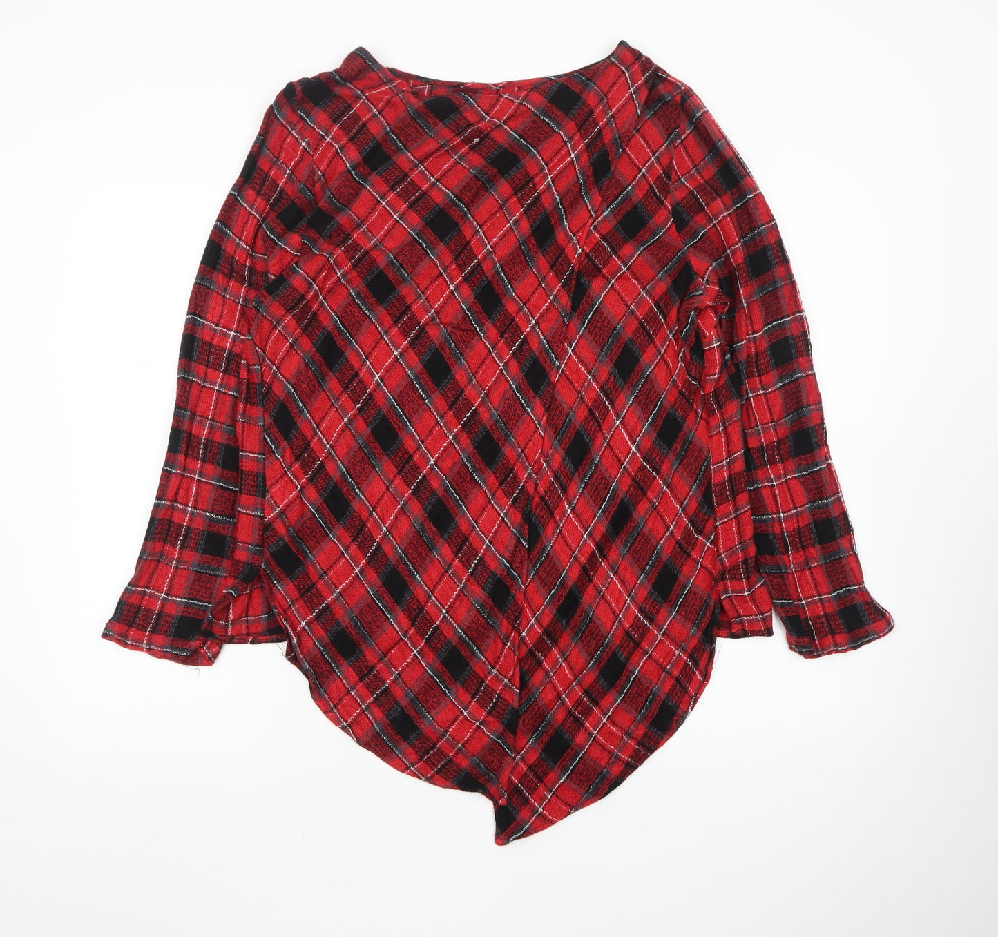 Next Womens Red Plaid Viscose Long Sleeve Tunic Blouse Size 18