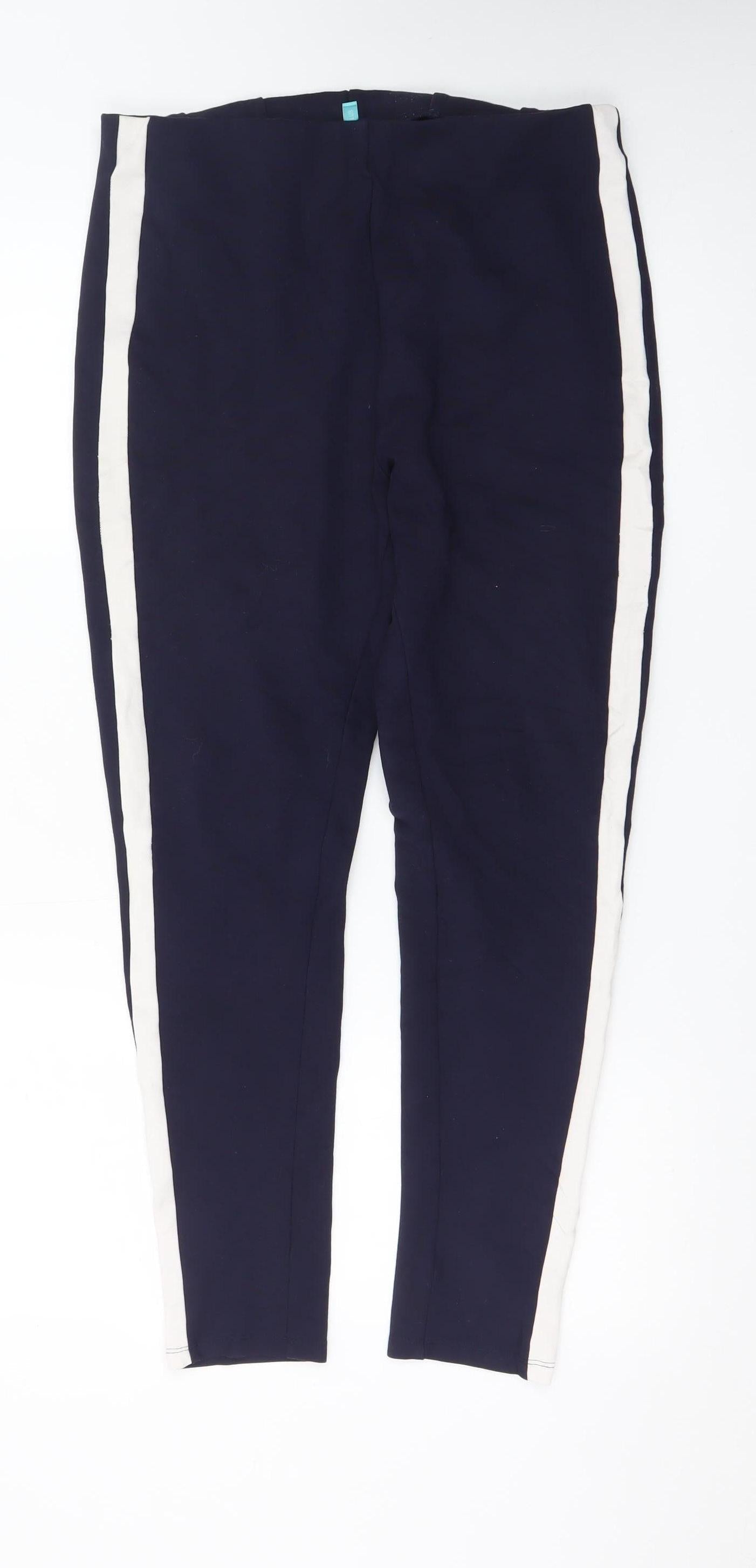 BARE Womens Navy Blue Side Stripe Skinny Trousers Size 14