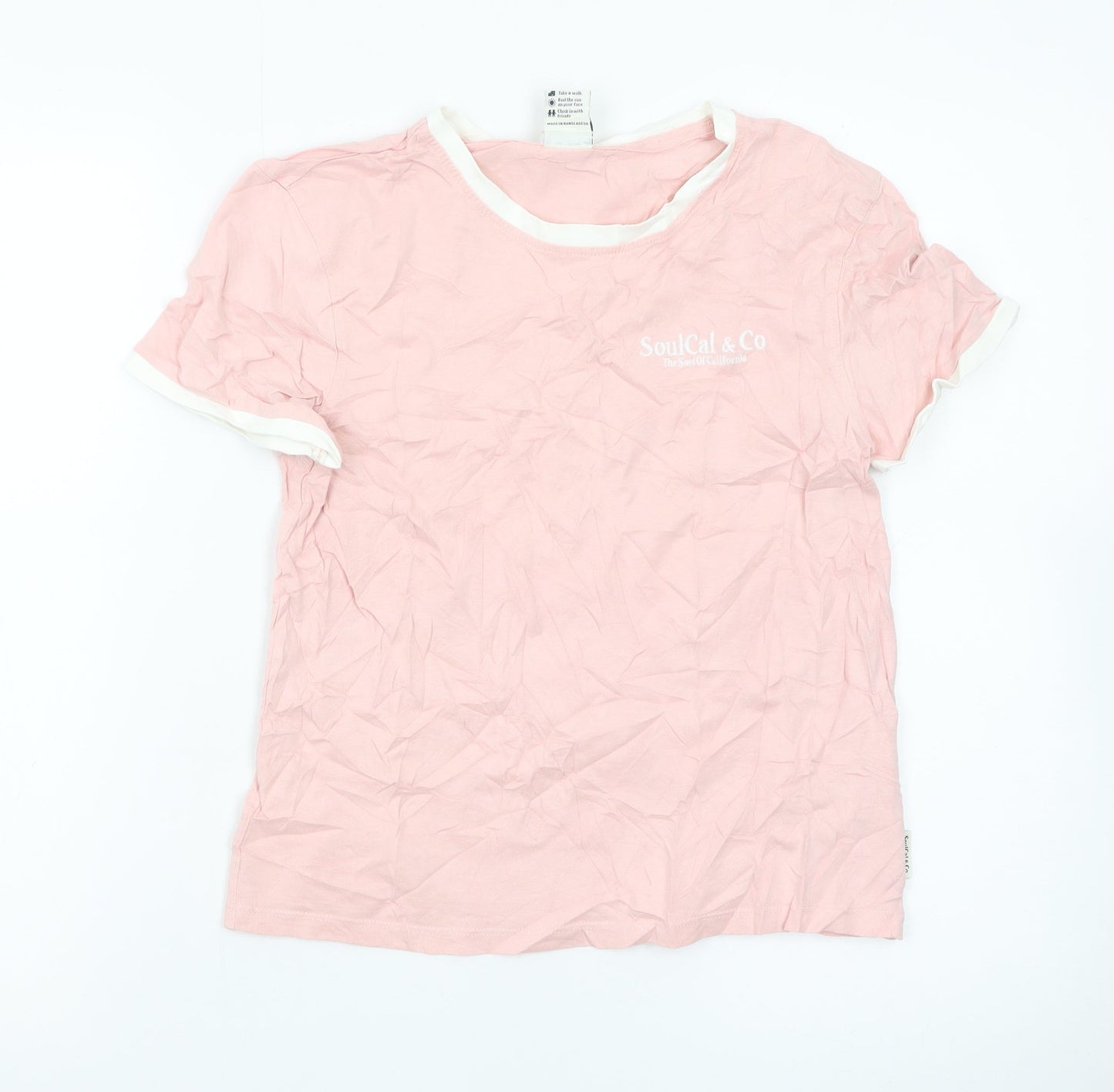 SoulCal & Co Women's Pink Ringer T-Shirt Size 12 Cotton Casual Top