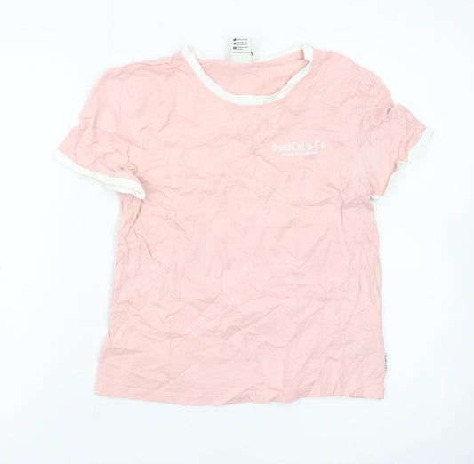 SoulCal & Co Women's Pink Ringer T-Shirt Size 12 Cotton Casual Top