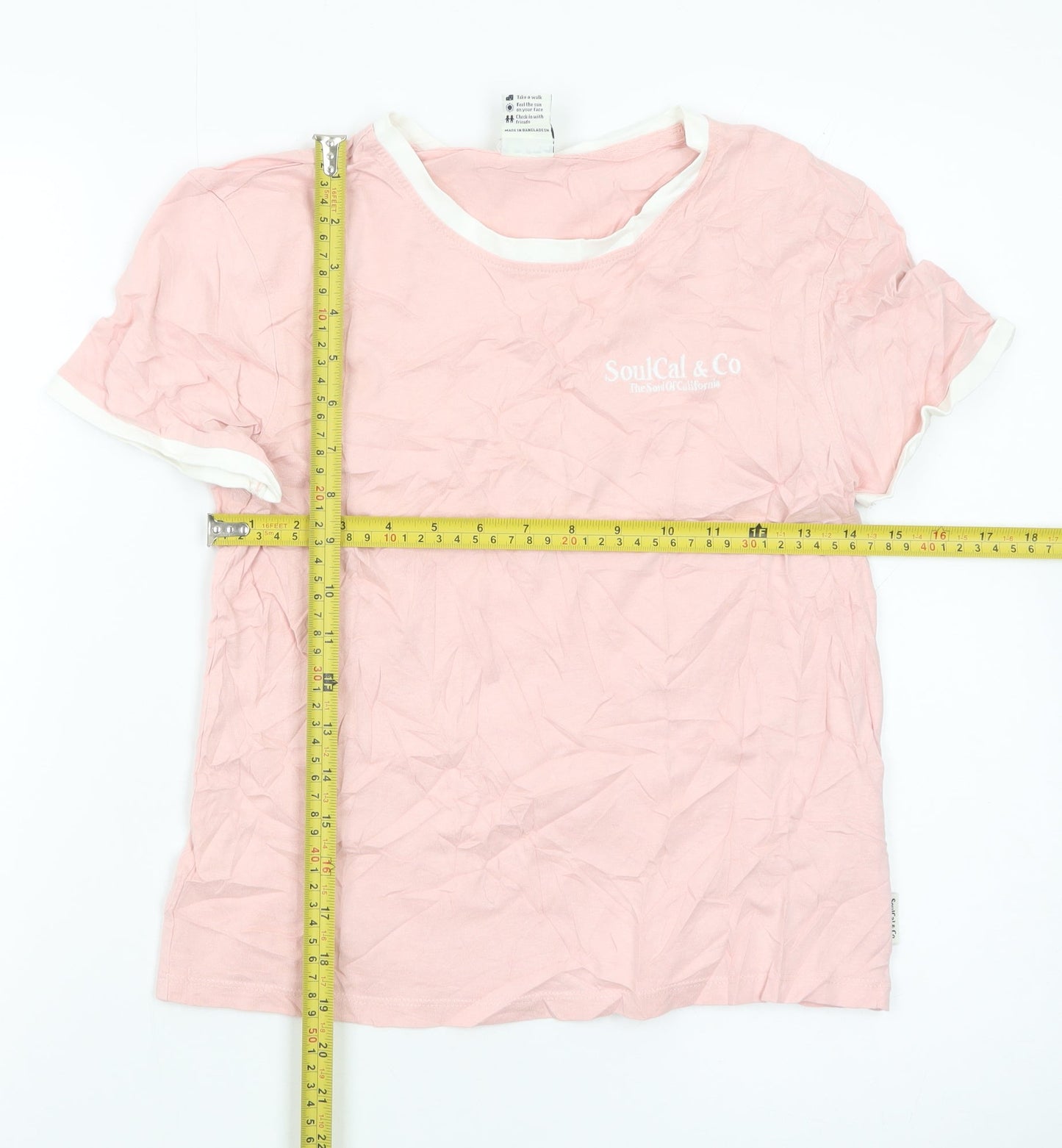 SoulCal & Co Women's Pink Ringer T-Shirt Size 12 Cotton Casual Top
