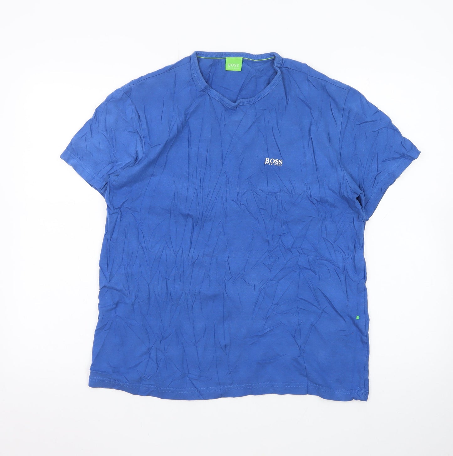Hugo Boss Men Blue Cotton Crew Neck Short Sleeve T-Shirt Size L