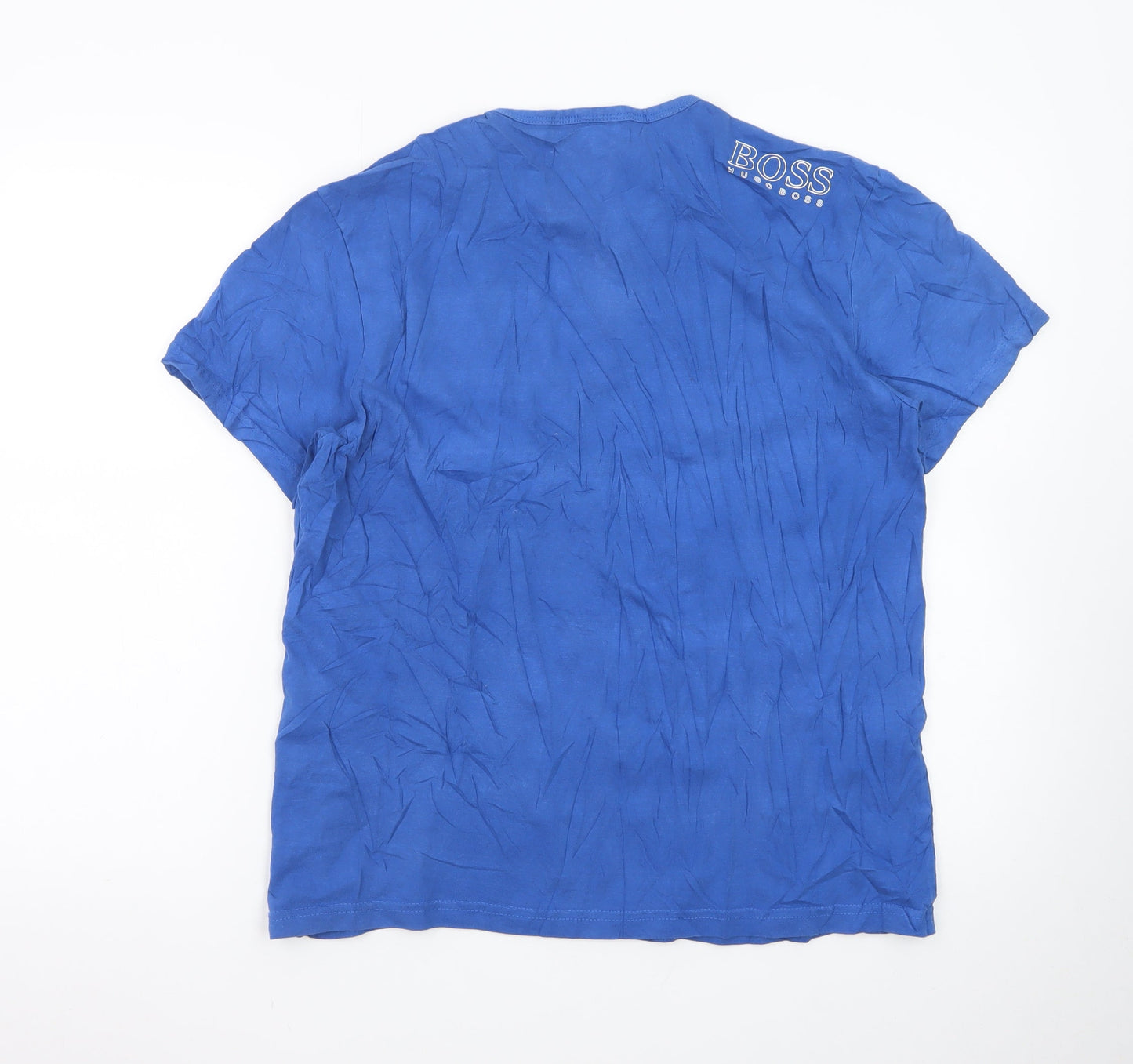 Hugo Boss Men Blue Cotton Crew Neck Short Sleeve T-Shirt Size L