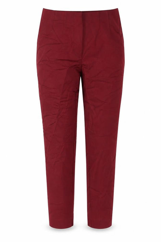 MNG Women Burgundy Slim Trousers Size 8 Cotton Blend