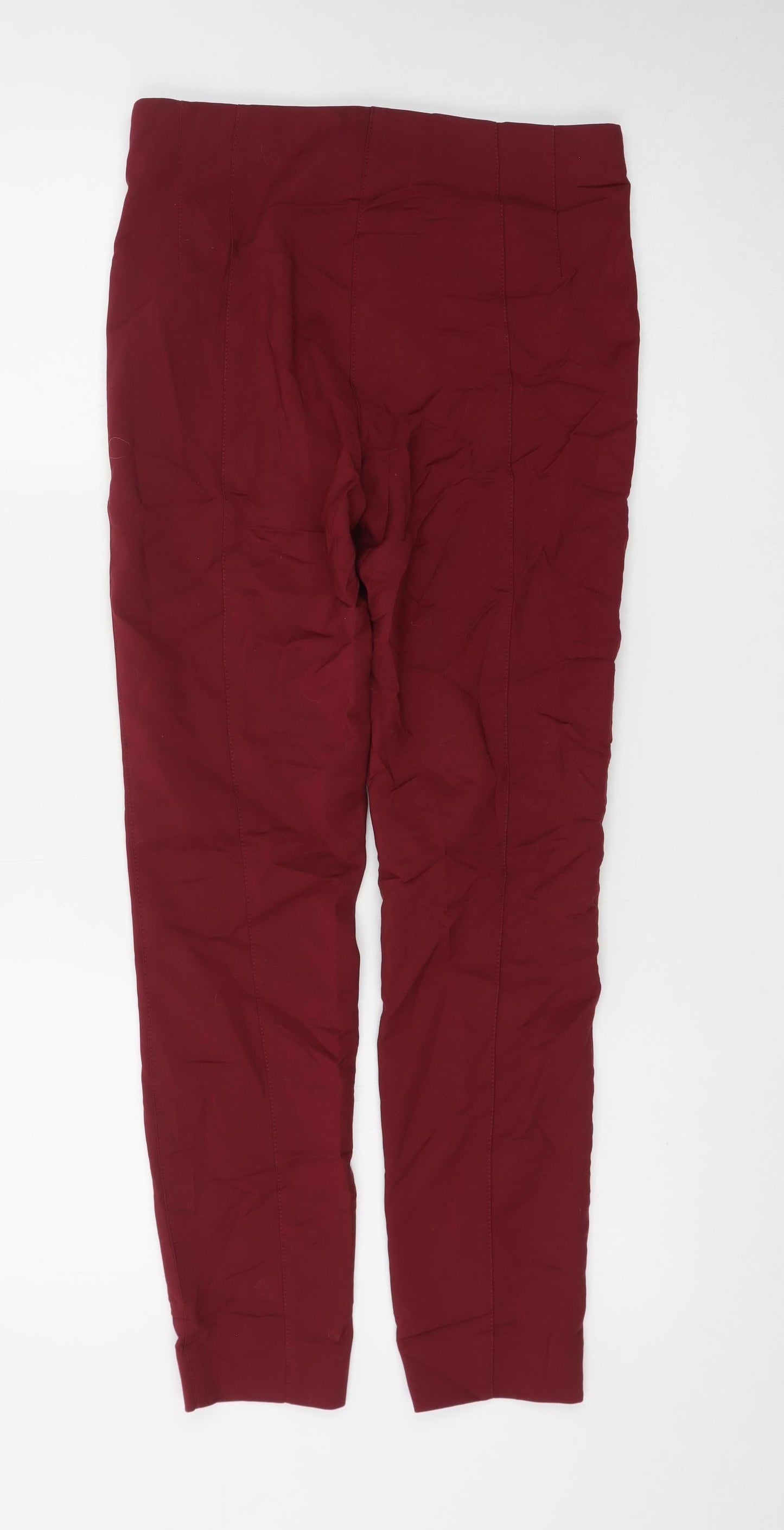 MNG Women Burgundy Slim Trousers Size 8 Cotton Blend