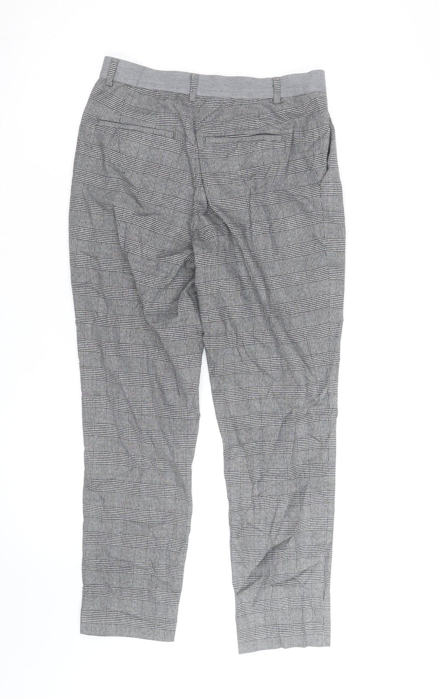 Uniqlo Women's Grey Check Stretch Work Trousers Size 12
