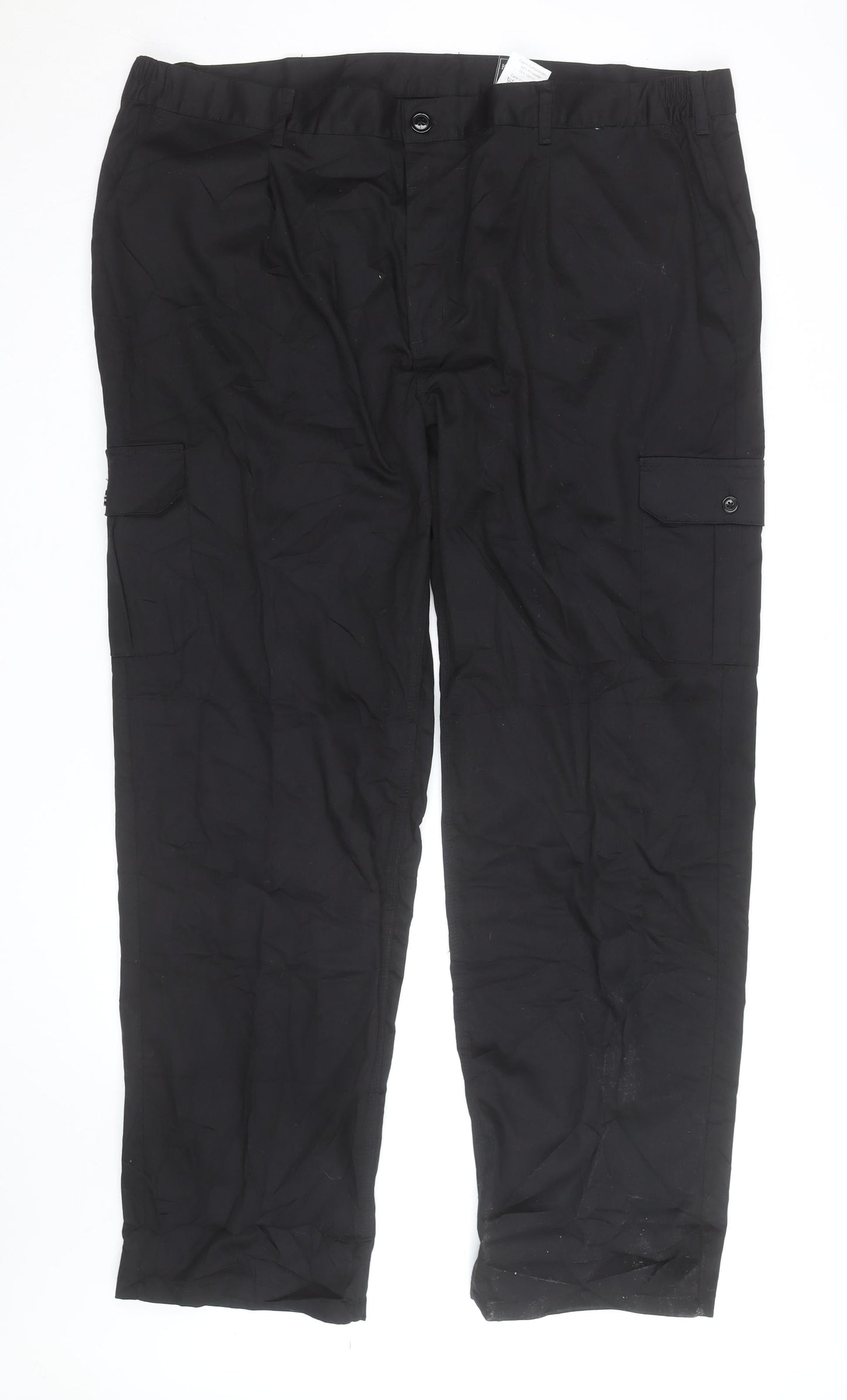 Knight Buck Men's Black Cargo Trousers Size 46 Regular Fit