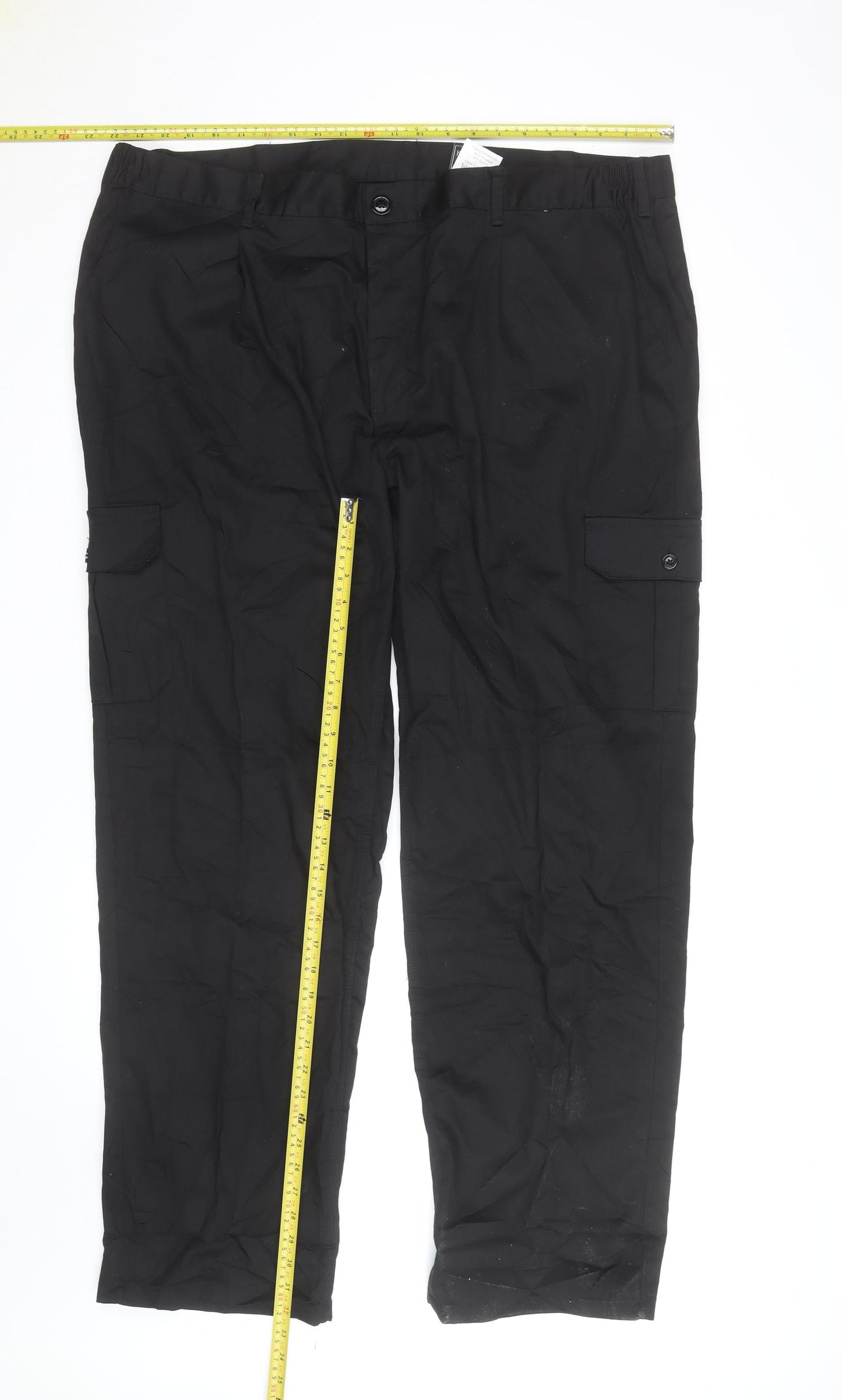 Knight Buck Men's Black Cargo Trousers Size 46 Regular Fit