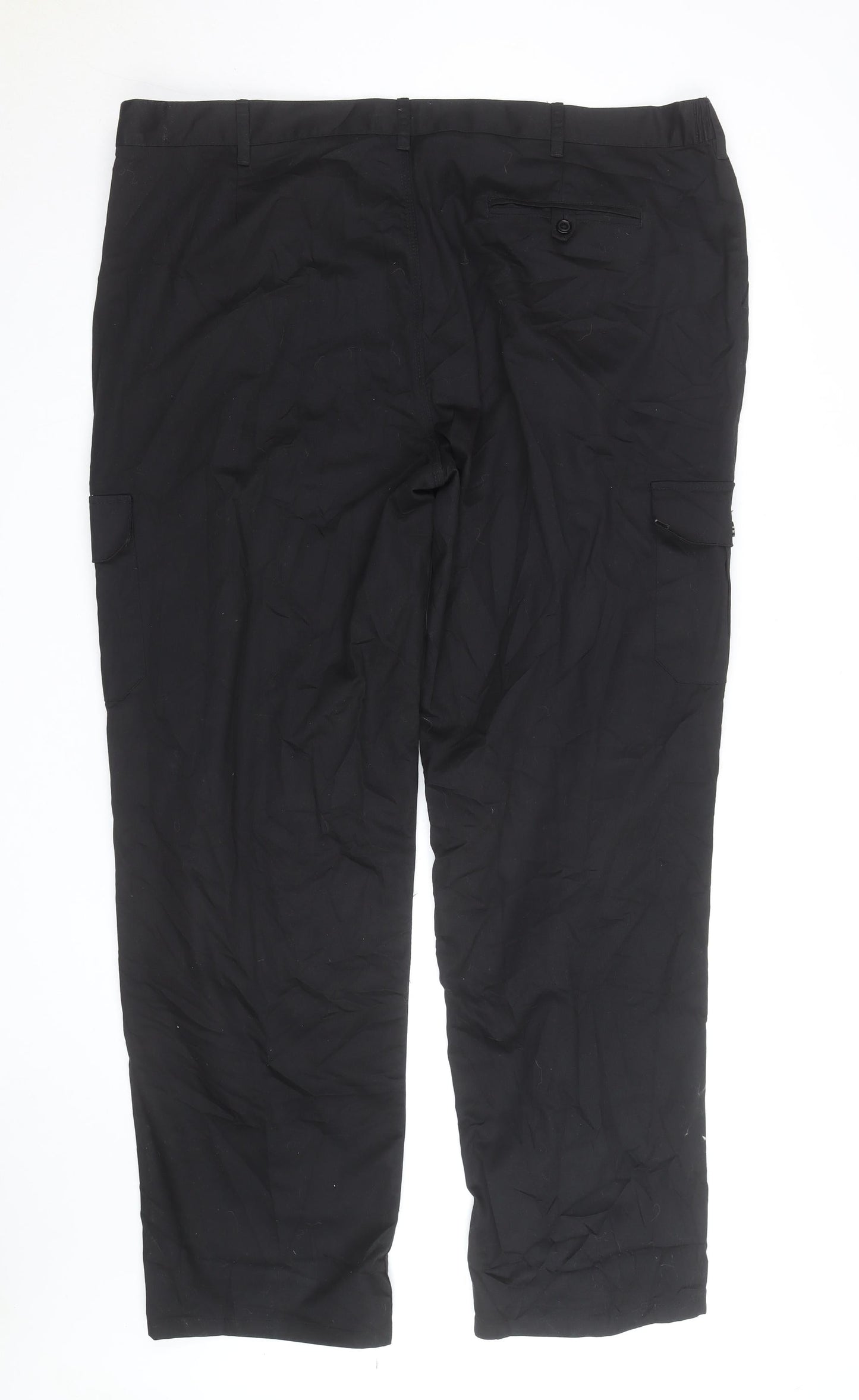 Knight Buck Men's Black Cargo Trousers Size 46 Regular Fit