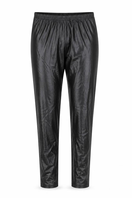 Ged London Women’s Black Faux Leather Leggings Size M Elastic Waist Slim Fit