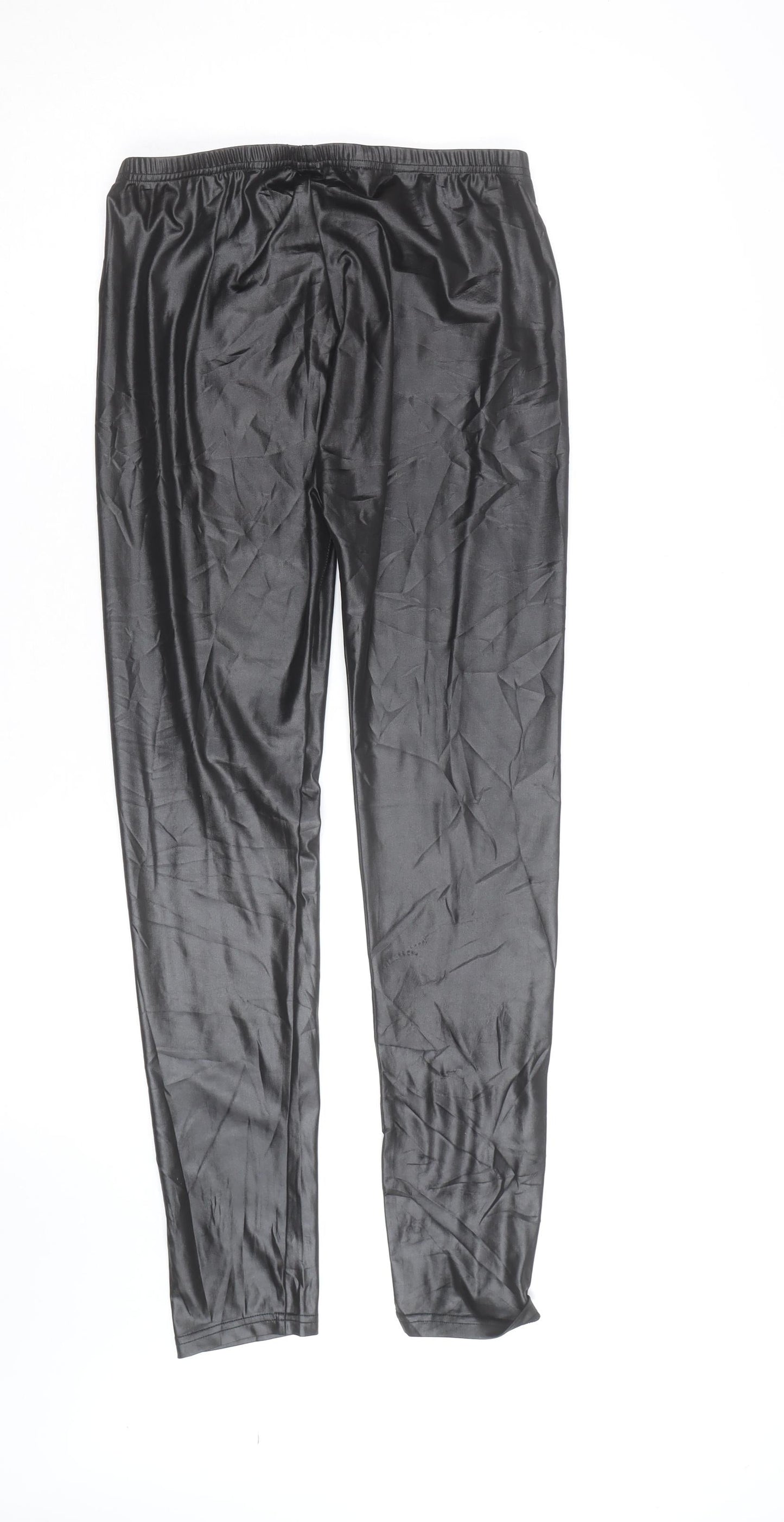 Ged London Women’s Black Faux Leather Leggings Size M Elastic Waist Slim Fit