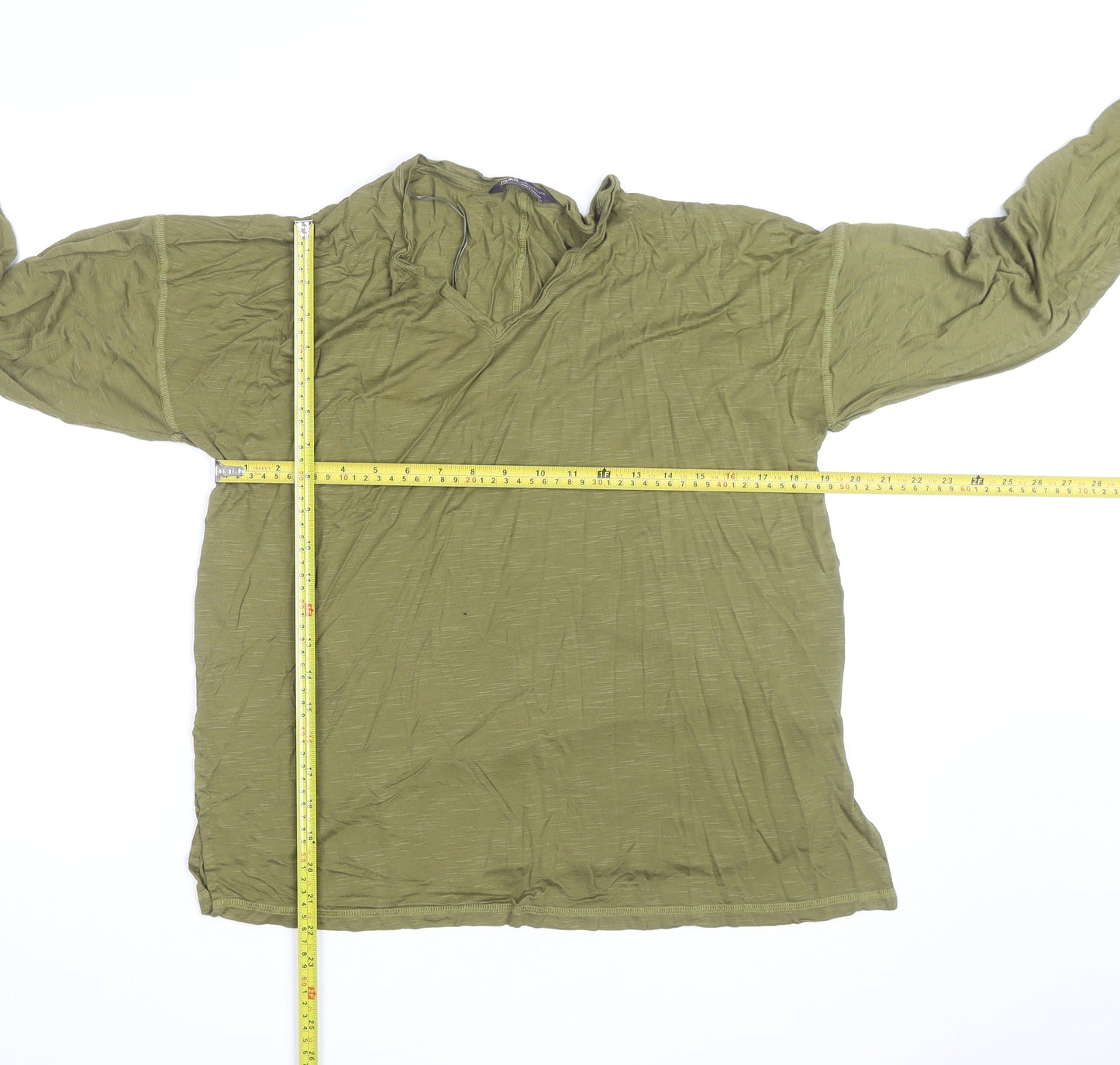 Marks and Spencer Women's Green V-Neck Long Sleeve T-Shirt Size 14