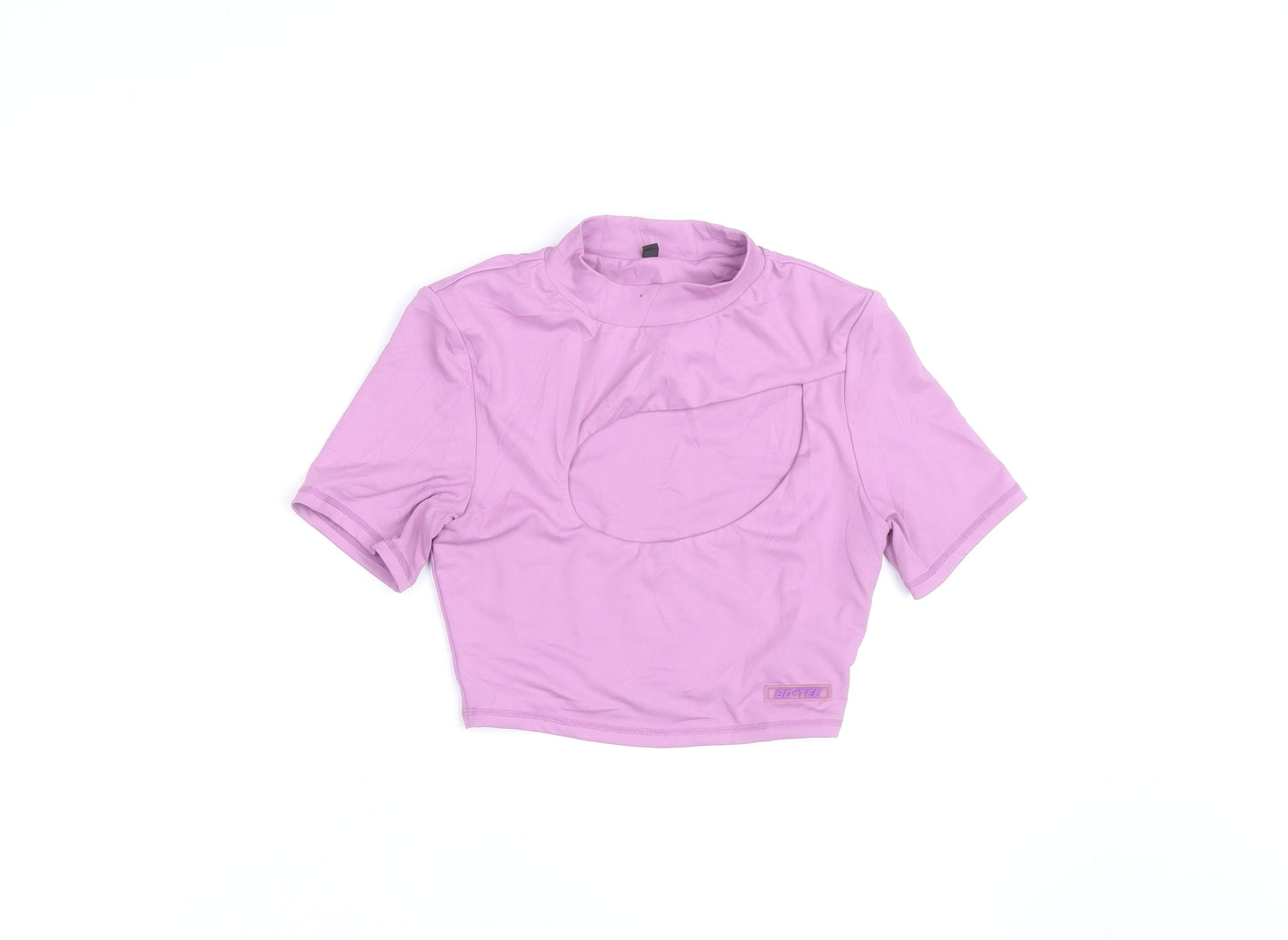 Bo+Tee Women’s Purple Cropped Slim Fit Short Sleeve Active T-Shirt S