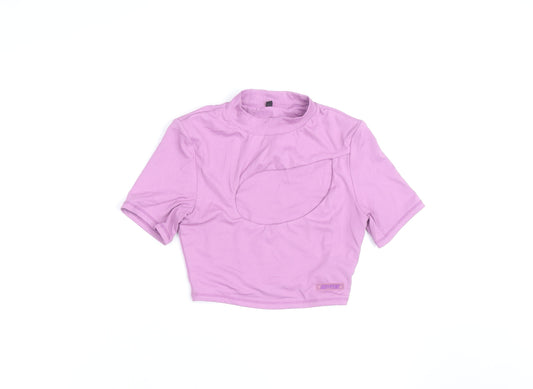 Bo+Tee Women’s Purple Cropped Slim Fit Short Sleeve Active T-Shirt S
