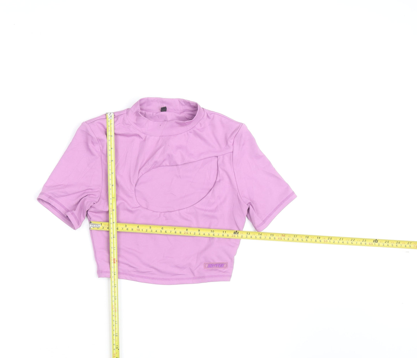 Bo+Tee Women’s Purple Cropped Slim Fit Short Sleeve Active T-Shirt S