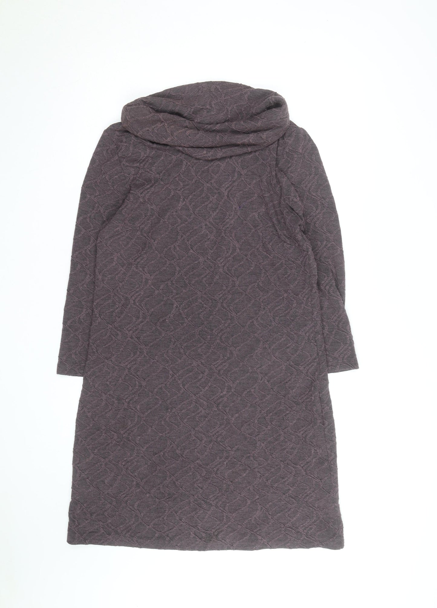 Sisley Women Brown Knit Cowl Neck Shift Dress Size M
