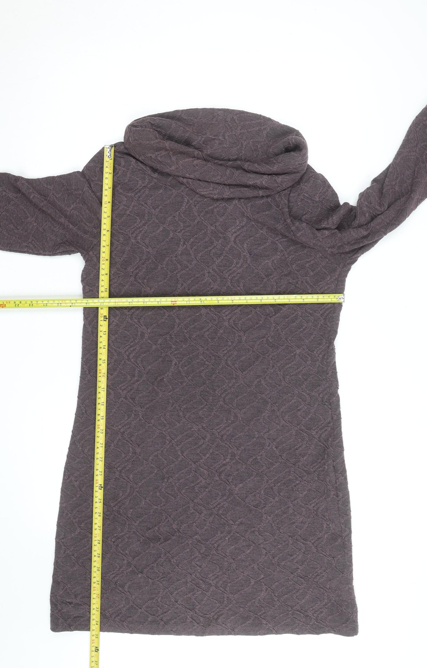 Sisley Women Brown Knit Cowl Neck Shift Dress Size M
