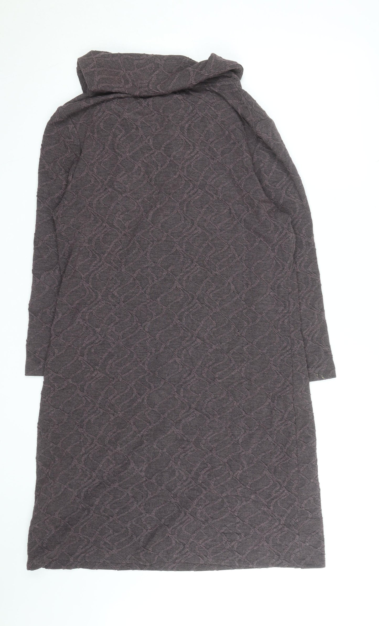 Sisley Women Brown Knit Cowl Neck Shift Dress Size M