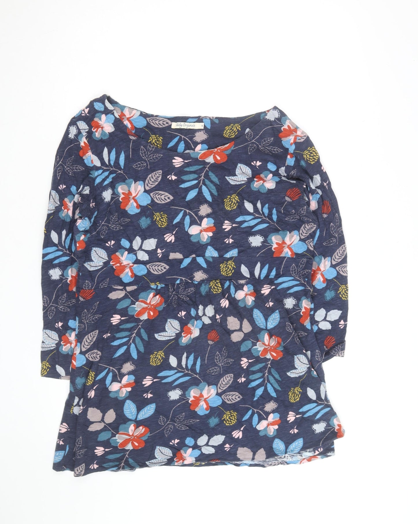 Lily Originals Women's Blue Floral Tunic Blouse Size 16