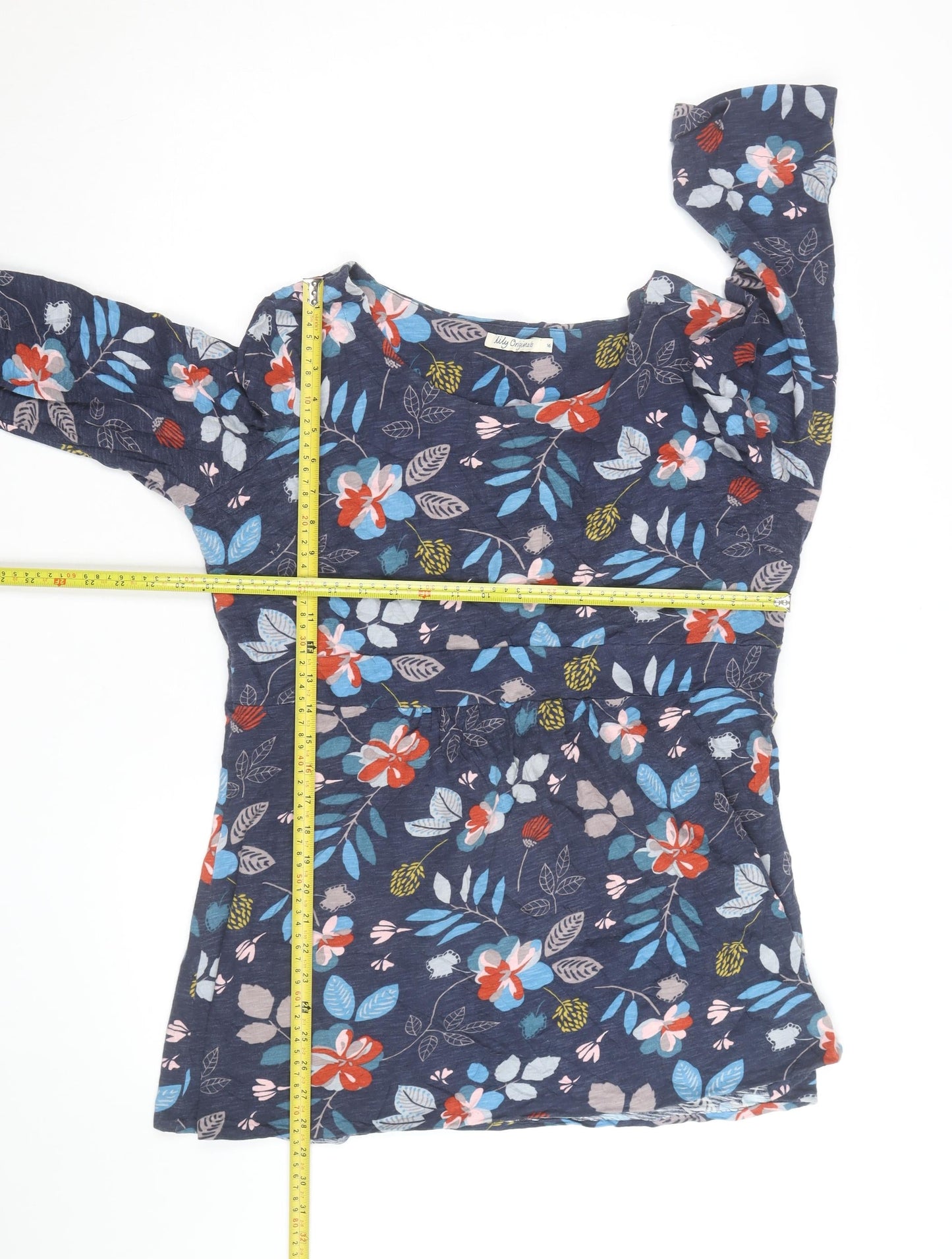 Lily Originals Women's Blue Floral Tunic Blouse Size 16