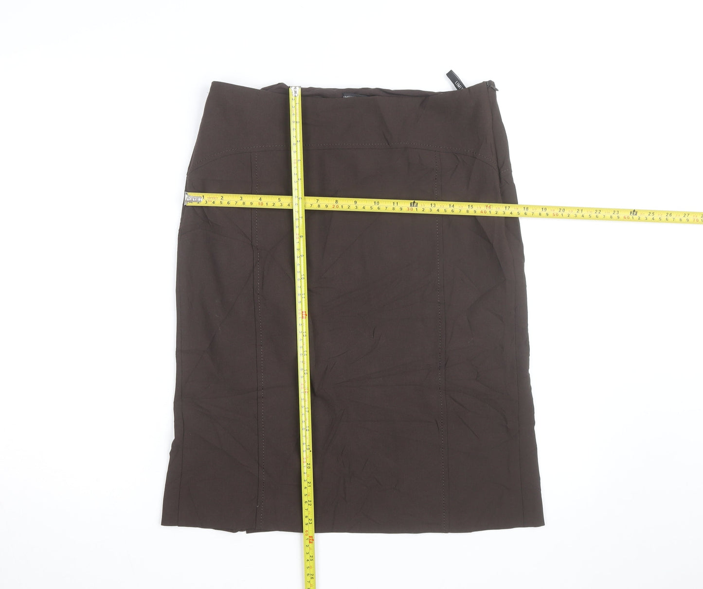 Marks and Spencer Women's Brown Cotton Stretch Pencil Skirt Size 12