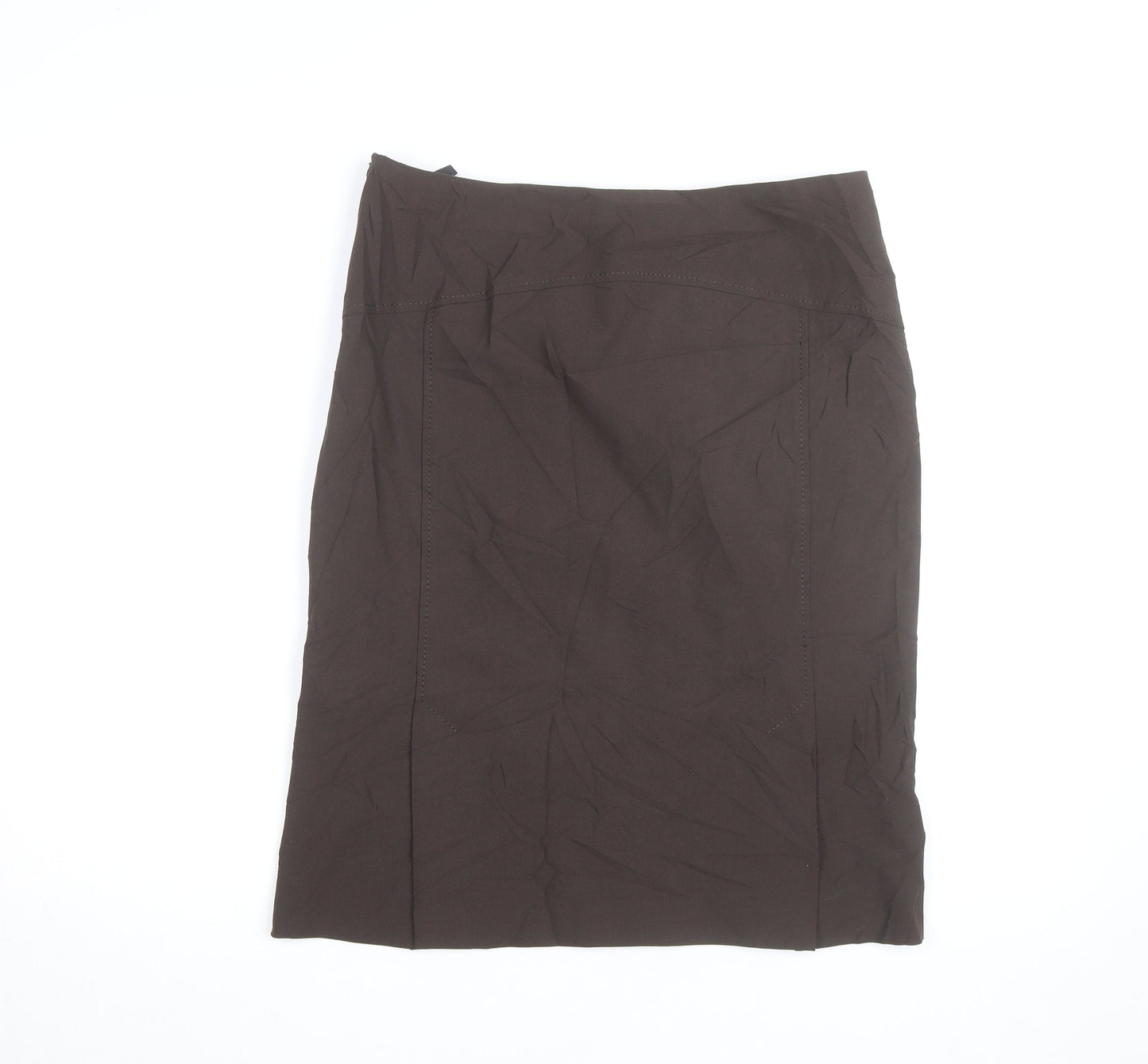 Marks and Spencer Women's Brown Cotton Stretch Pencil Skirt Size 12