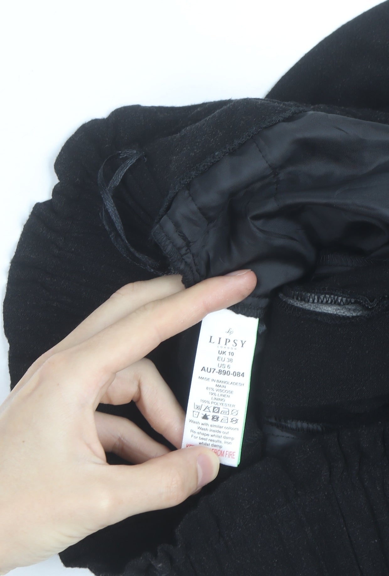 Lipsy Women Black Paperbag Belted Trousers UK 10 Viscose Linen Blend