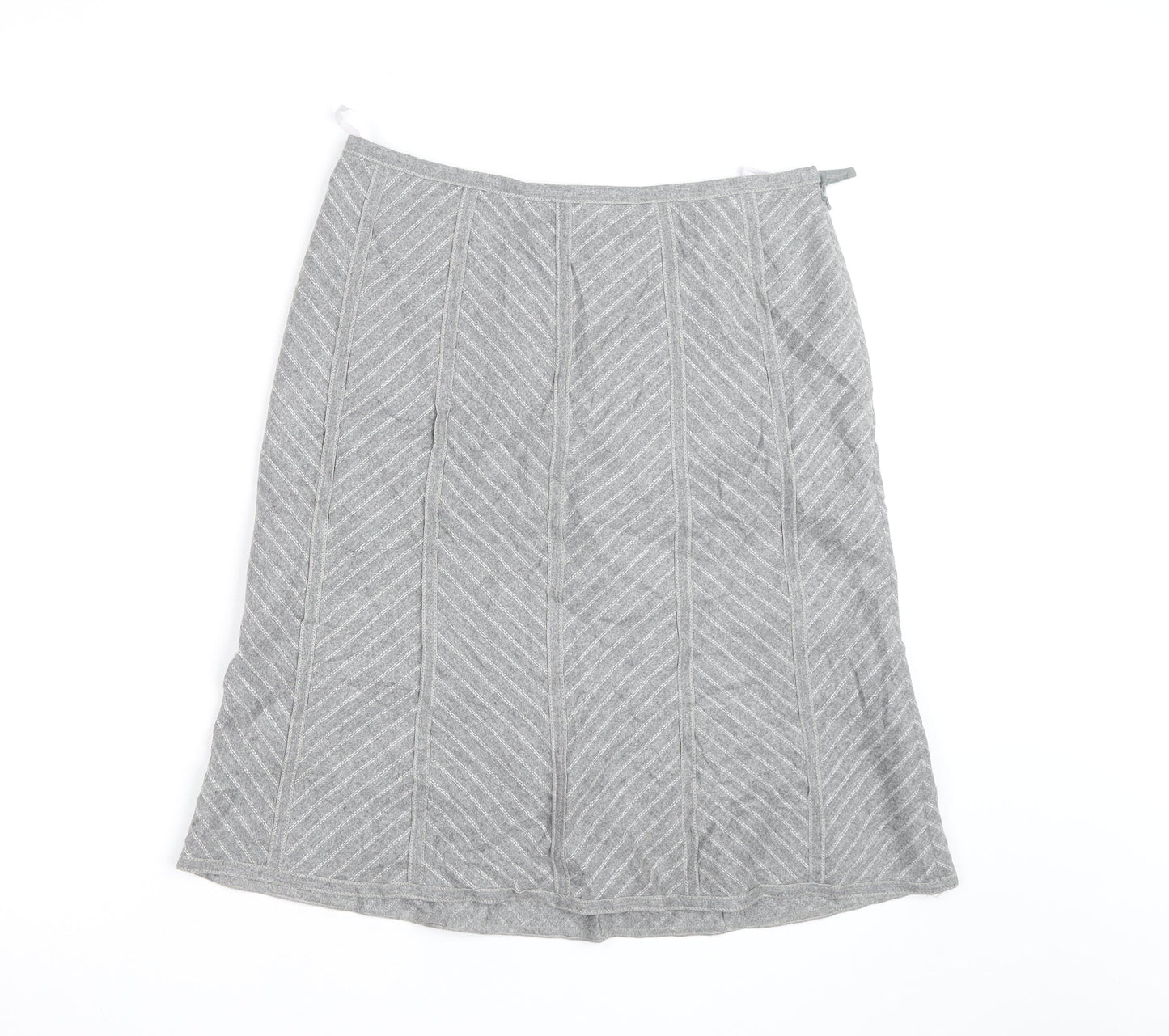 Marks and Spencer Women Grey Wool Blend A-Line Knee Length Skirt UK 12