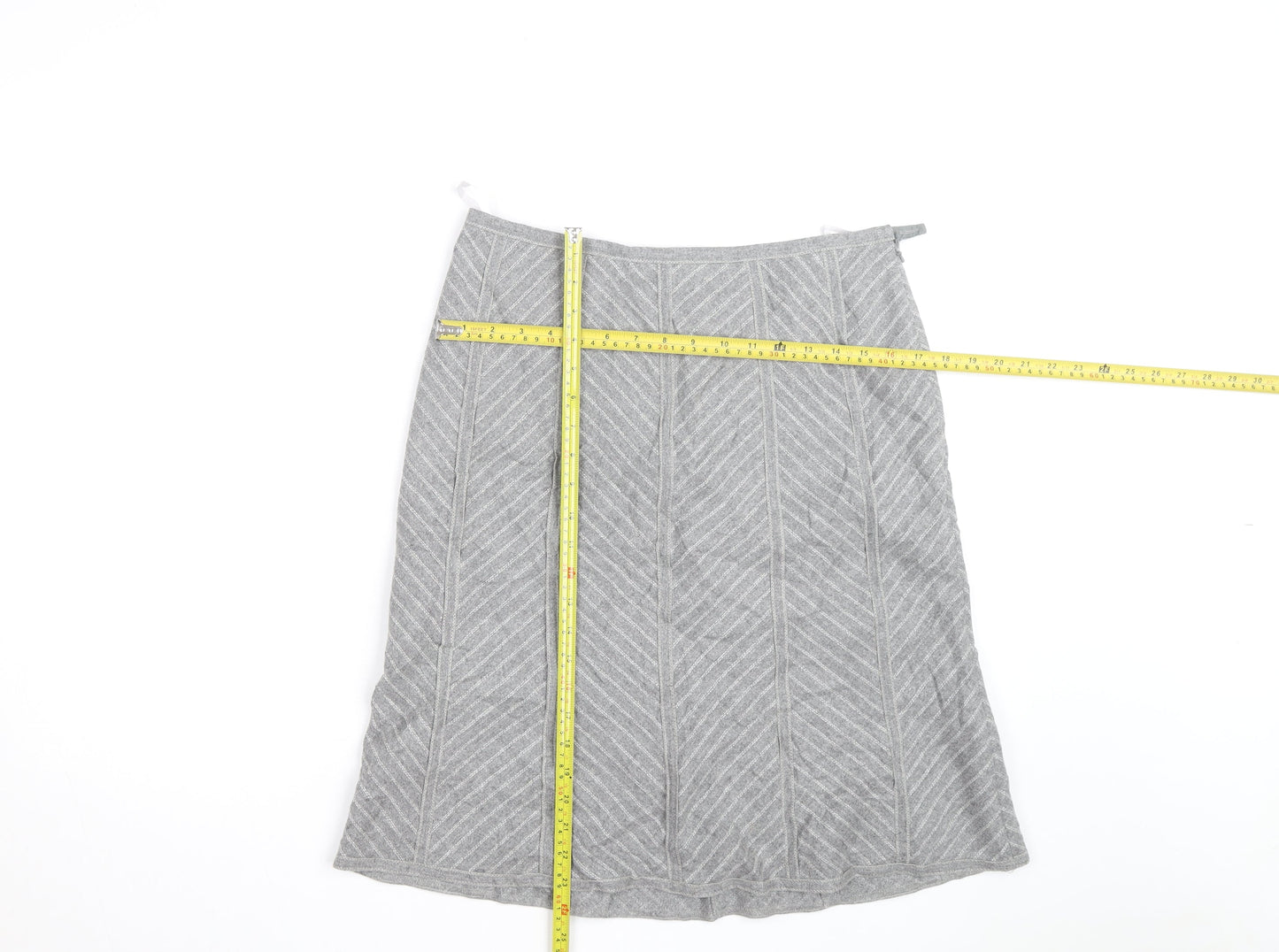 Marks and Spencer Women Grey Wool Blend A-Line Knee Length Skirt UK 12