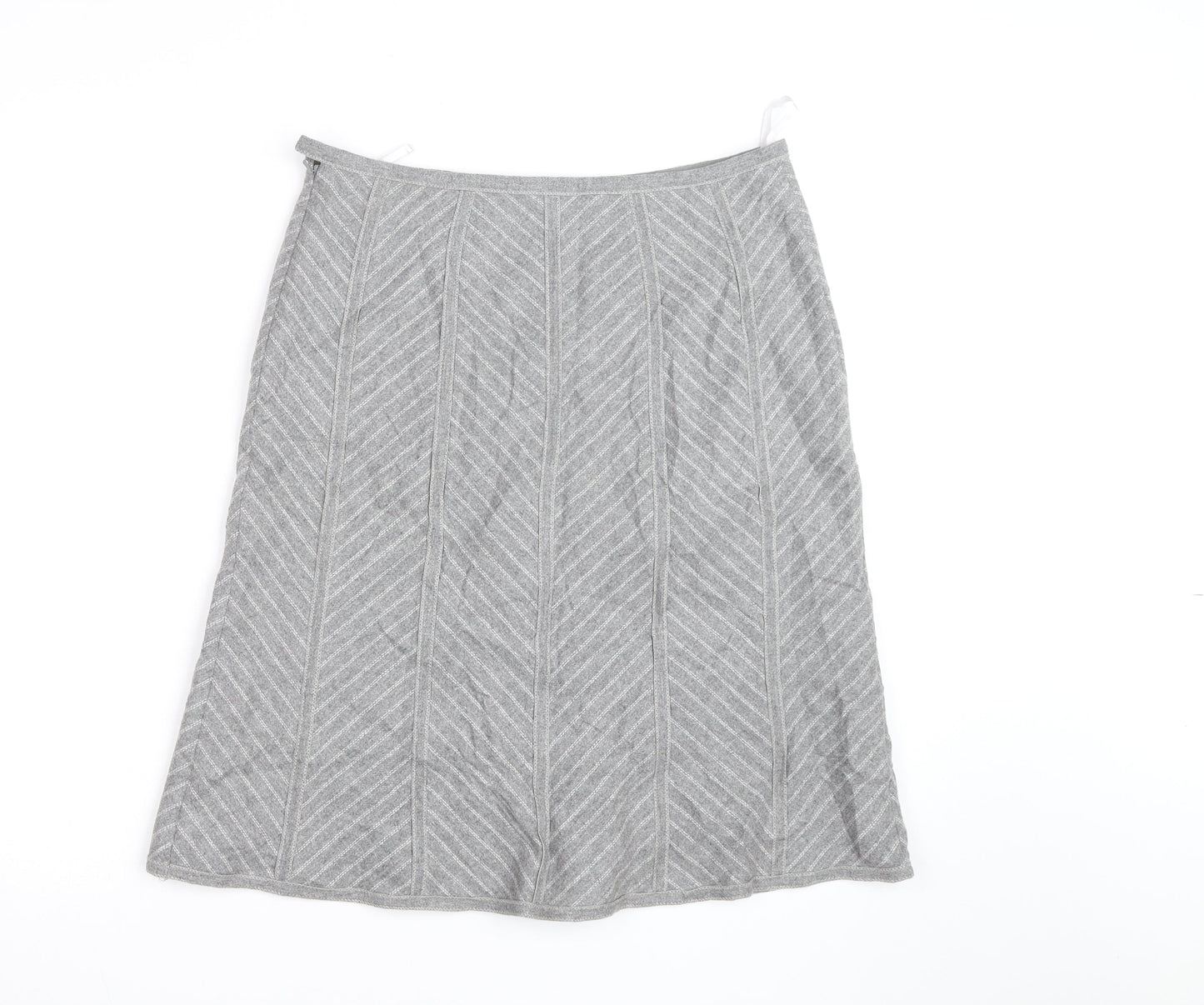 Marks and Spencer Women Grey Wool Blend A-Line Knee Length Skirt UK 12