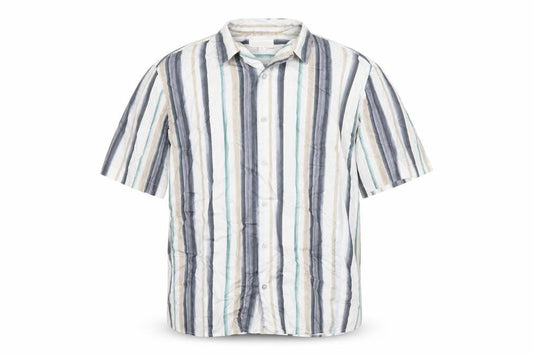 Marks & Spencer Autograph Men's Multicoloured XL Striped Short Sleeve Cotton Shirt