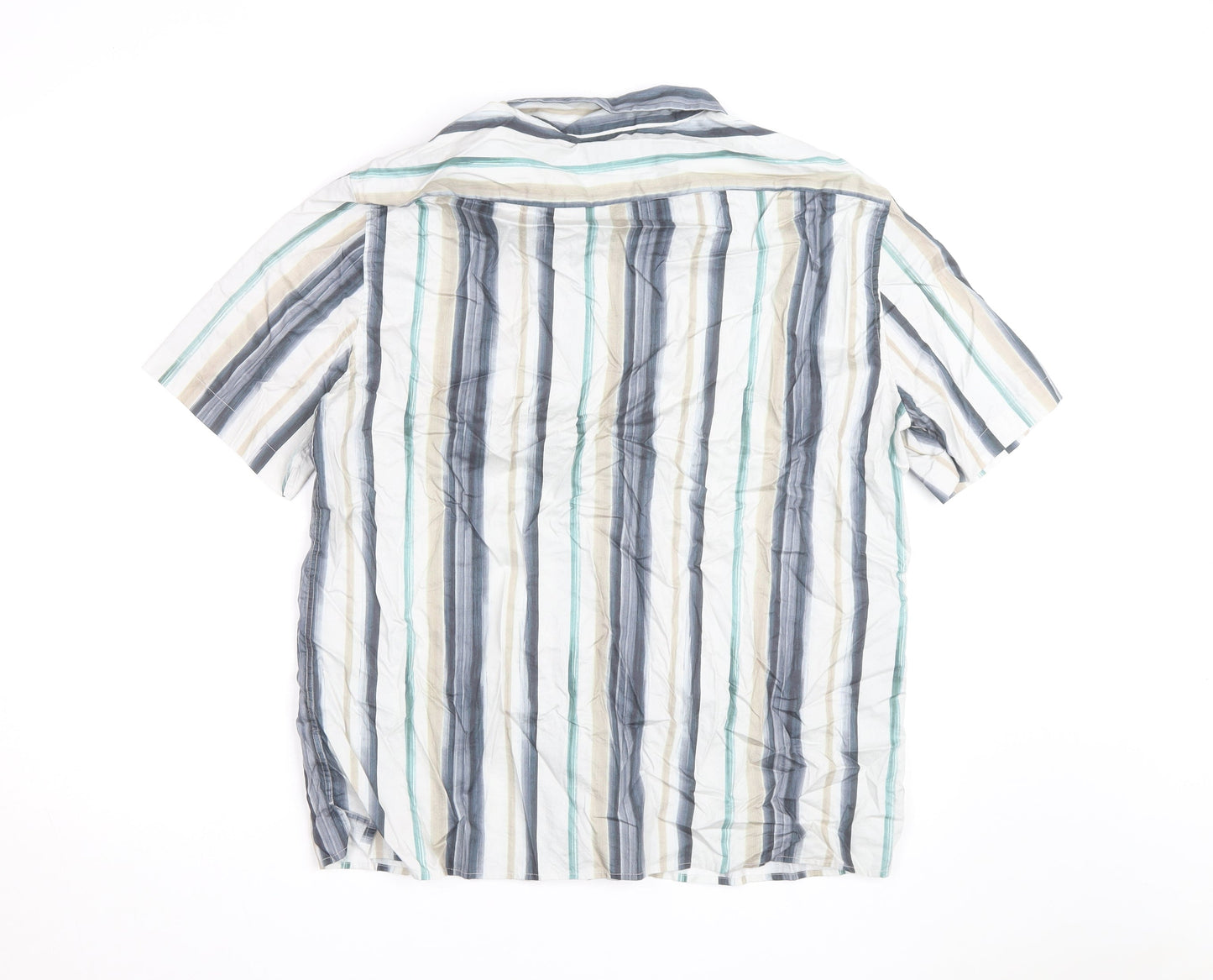 Marks and Spencer Autograph Men's Multicoloured XL Striped Short Sleeve Cotton Shirt