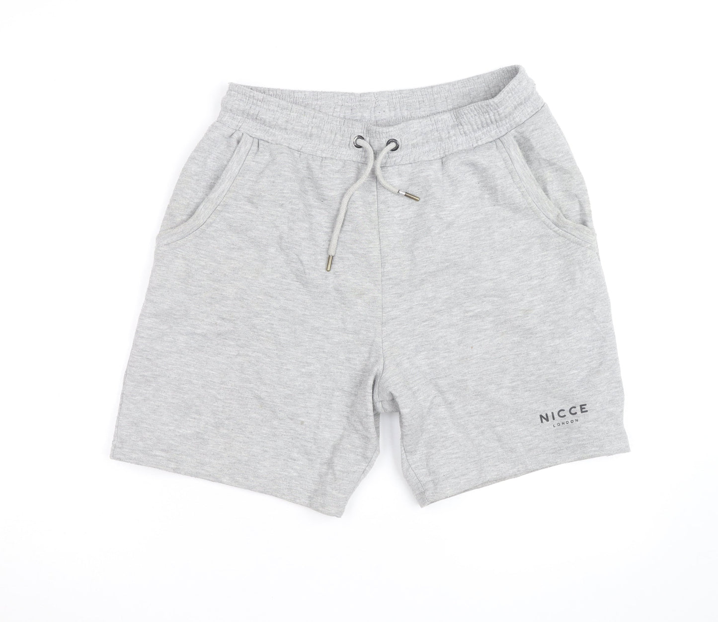 Nicce London Men's Grey Sweat Shorts M Drawstring Elastic Waist